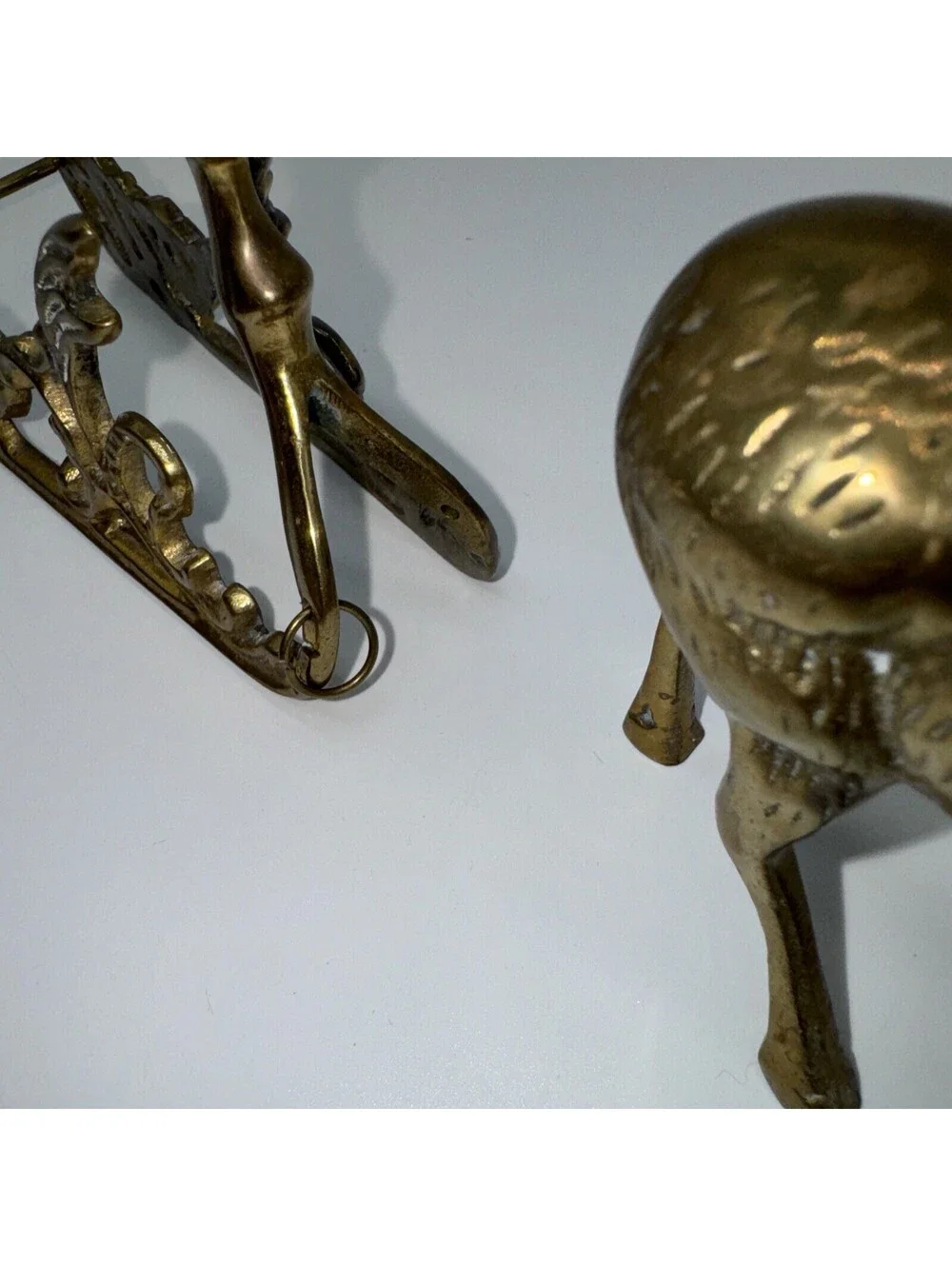 Midcentury Heavy Brass Reindeer And Sleigh long Christmas centerpiece decor